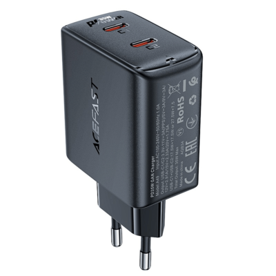 Tinklo įkroviklis Acefast A49 35W GaN 2xUSB-C jungtys, juoda