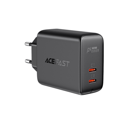 Tinklo įkroviklis Acefast A9 PD40W 2xUSB-C jungtys, juoda