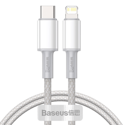 USB-C kabelis Baseus High Density Braided Lightning 1.0m, balta