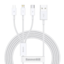 USB-A kabelis Baseus Superior microUSB, Lightning, Type-C 1.5m, balta