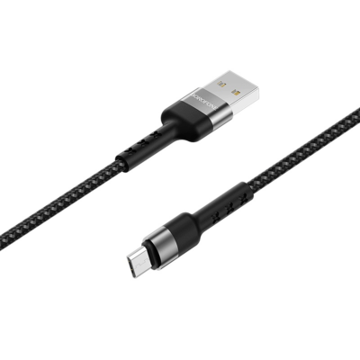 USB-A kabelis Borofone BX34 microUSB 1.0m, juoda