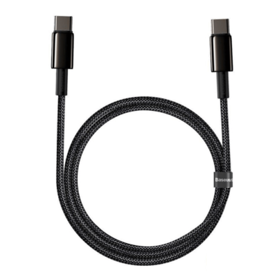 USB-C kabelis Baseus Tungsten Gold  Type-C 1.0m, juoda