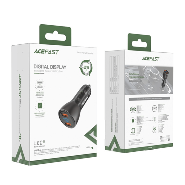 Automobilinis įkroviklis Acefast B7 45W 2xUSB-A, juoda