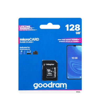 Atminties kortelė Goodram microSD 128Gb (10 klasė) + SD adapteris