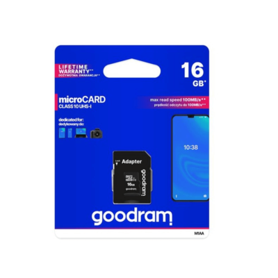Atminties kortelė Goodram microSD 16Gb (10 klasė) + SD adapteris