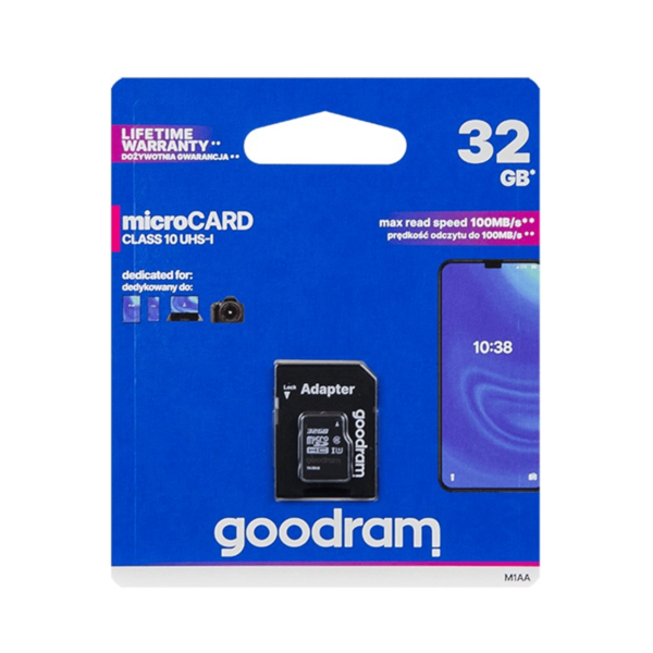 Atminties kortelė Goodram microSD 32Gb (10 klasė) + SD adapteris
