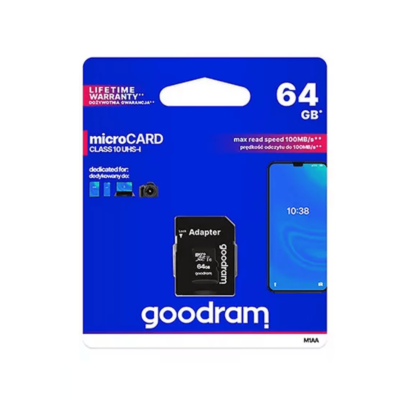 Atminties kortelė Goodram microSD 64Gb (10 klasė) + SD adapteris